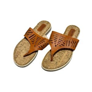 Born Leather Fisherman Thong Sandals Geometric Cutout in Brown